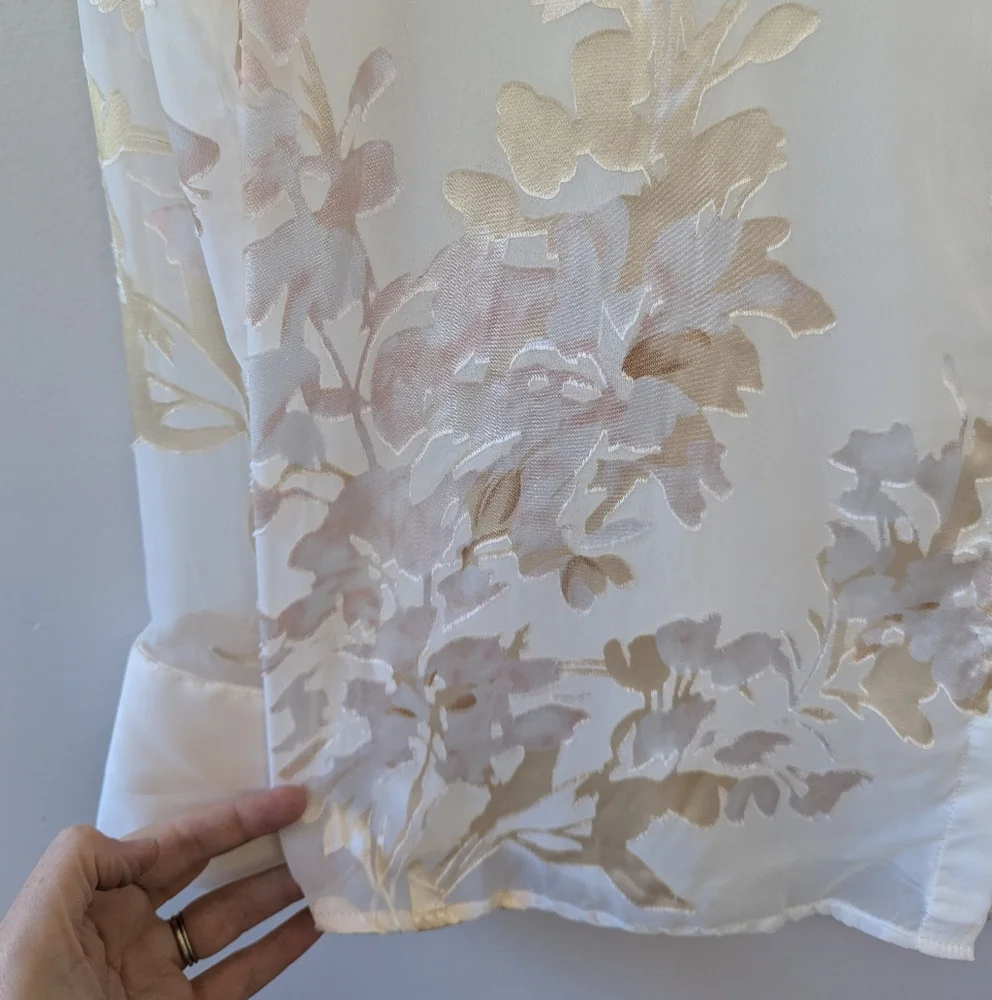 Autres Filles Cream Floral Burnout Button-up Blouse Whimsigoth - Picture 14 of 15